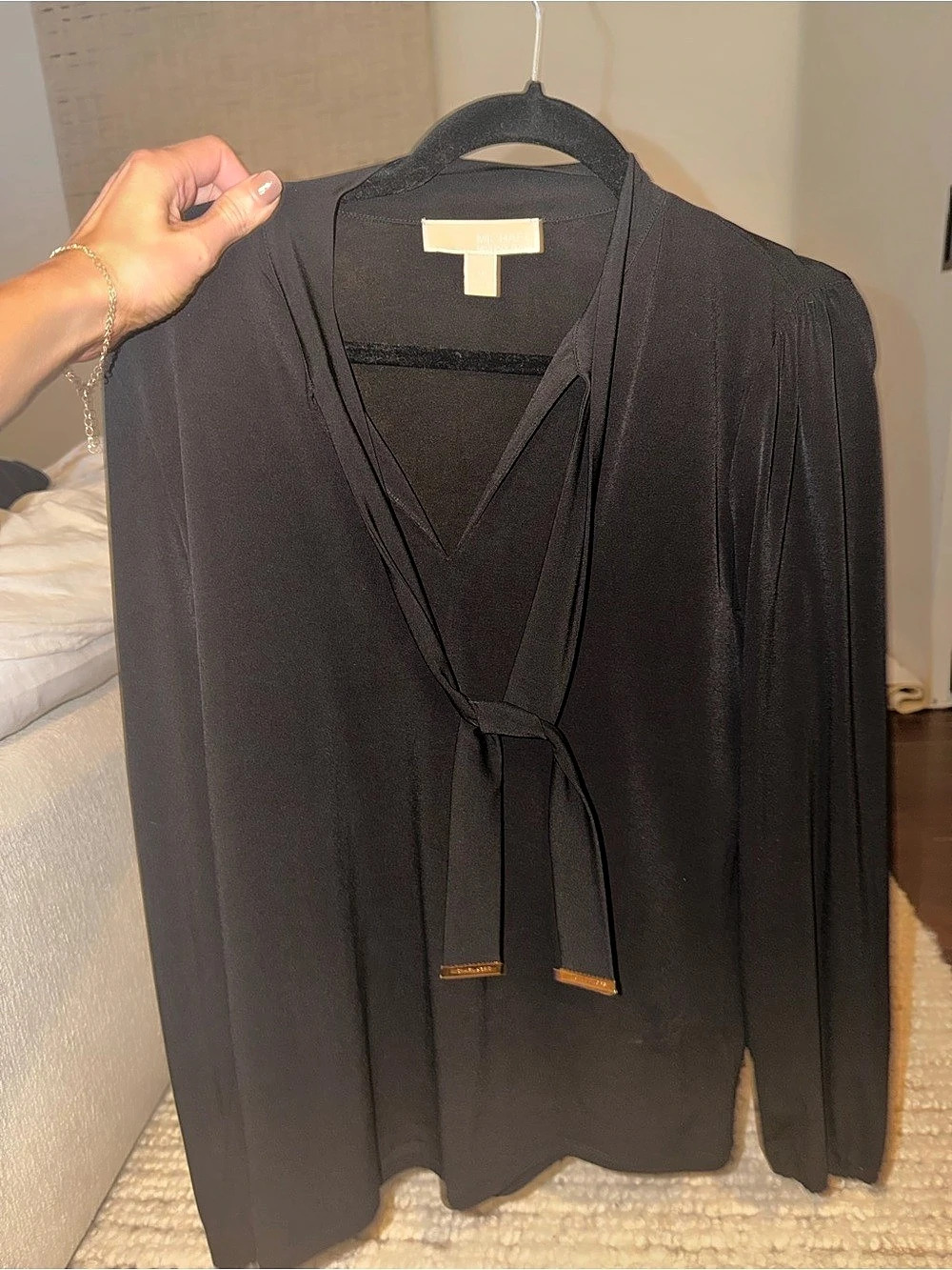 Michael Kors Black Long Sleeve Blouse Size Medium Like New
